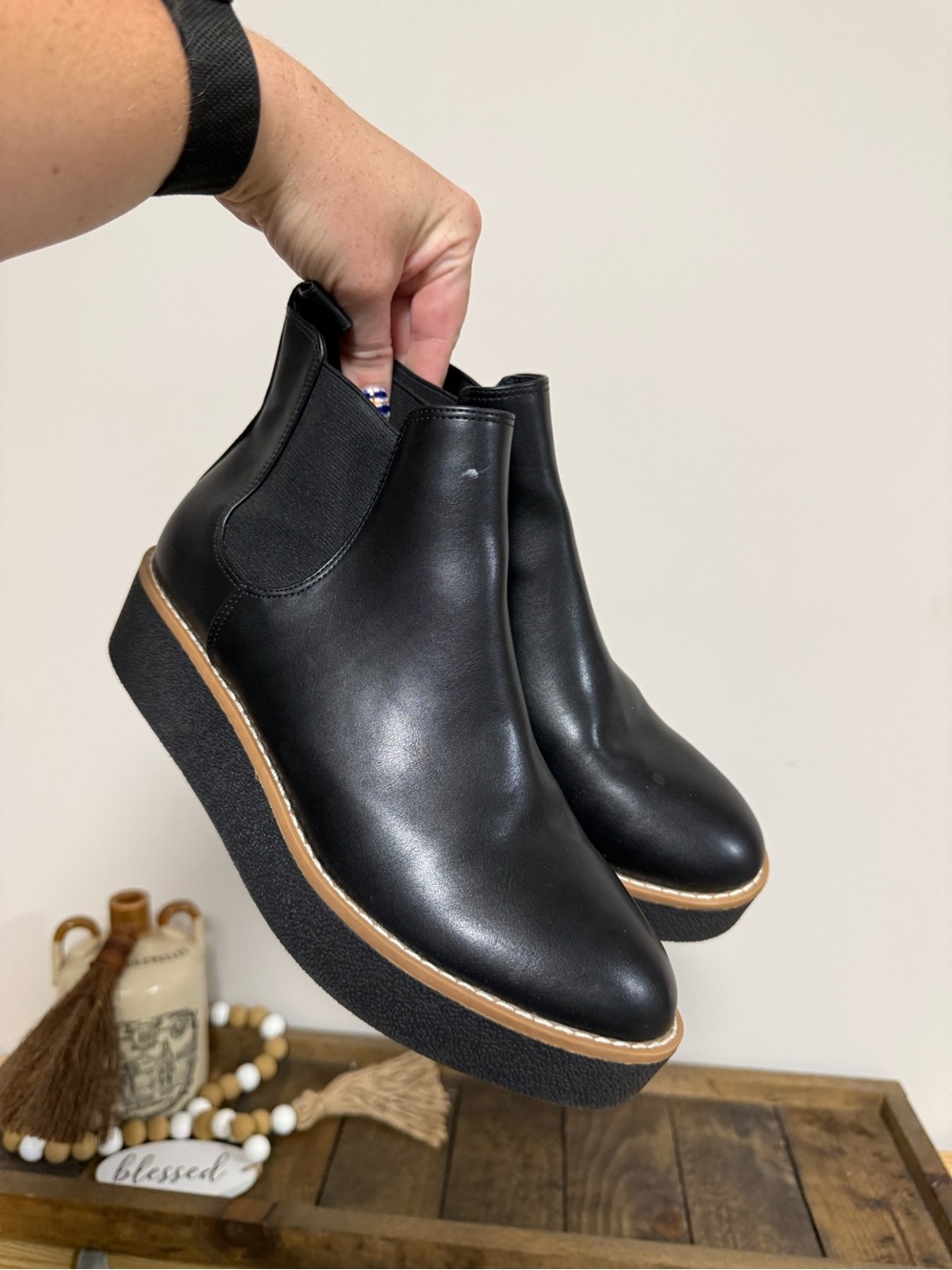 Divided Black Platform Chelsea Booties